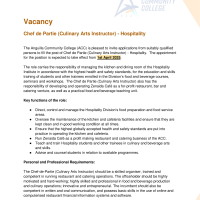 Anguilla Community College - Chef de Partie (Culinary Arts Instructor) - Hospitality